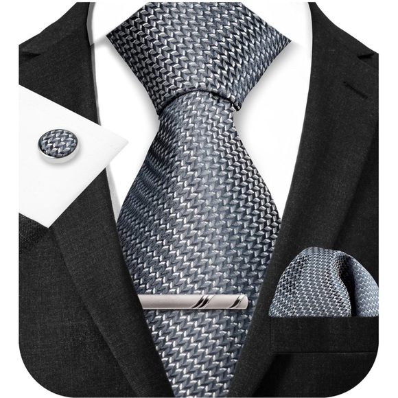 Mens Ties Set in Gift Box/ Charcoal Grey - Picture 2 of 6